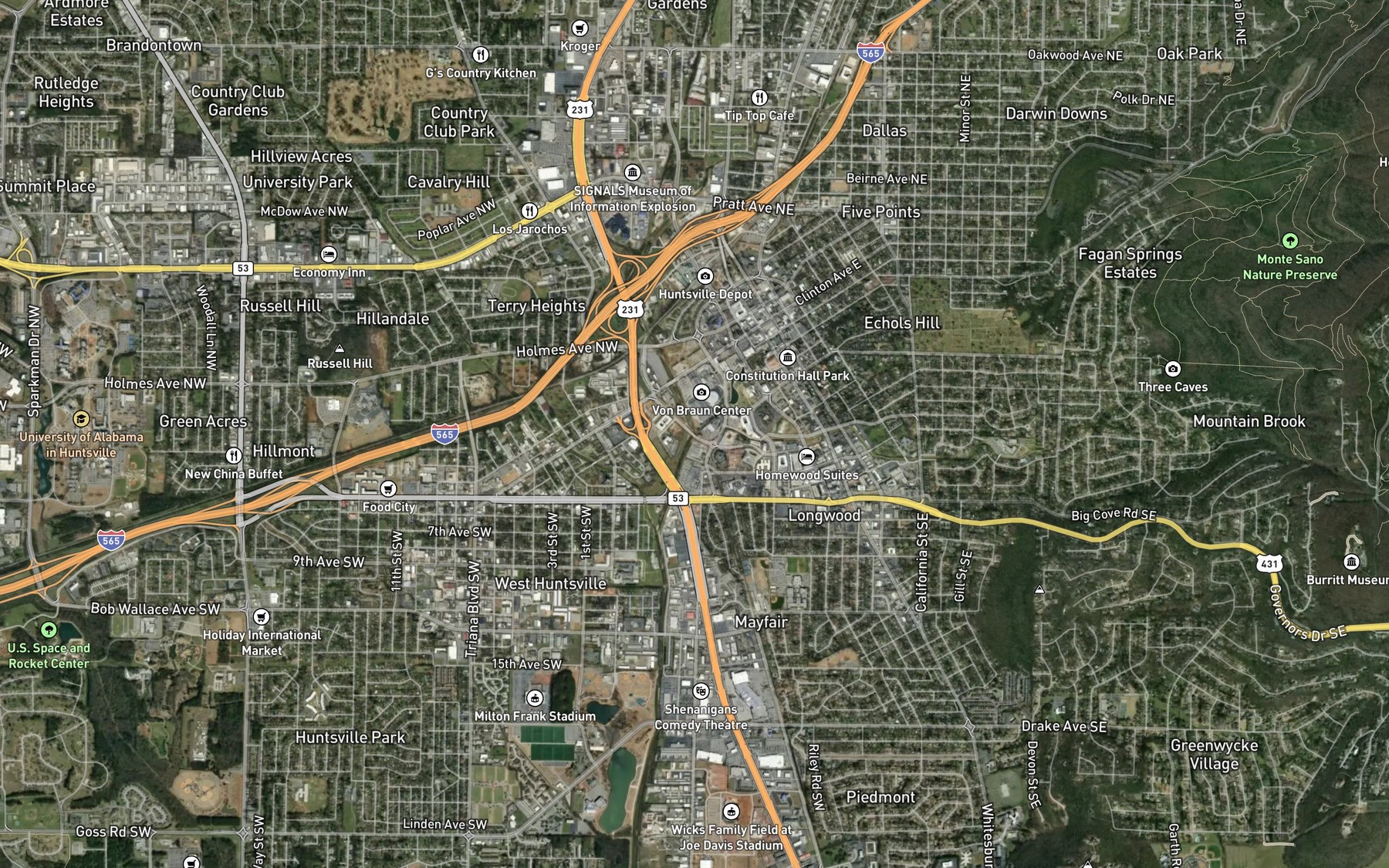 Satellite map of the Fagan Creek