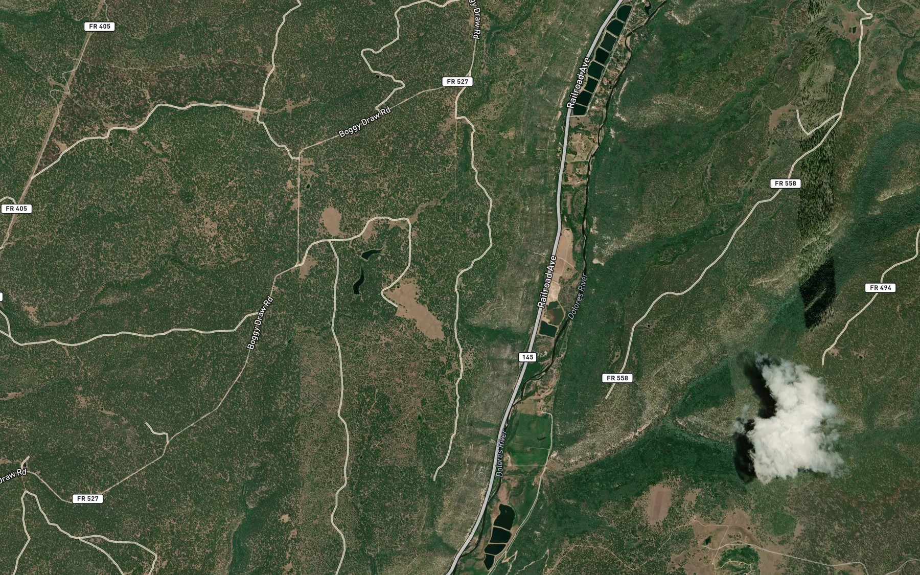 Satellite map of the Tucker Reservoir