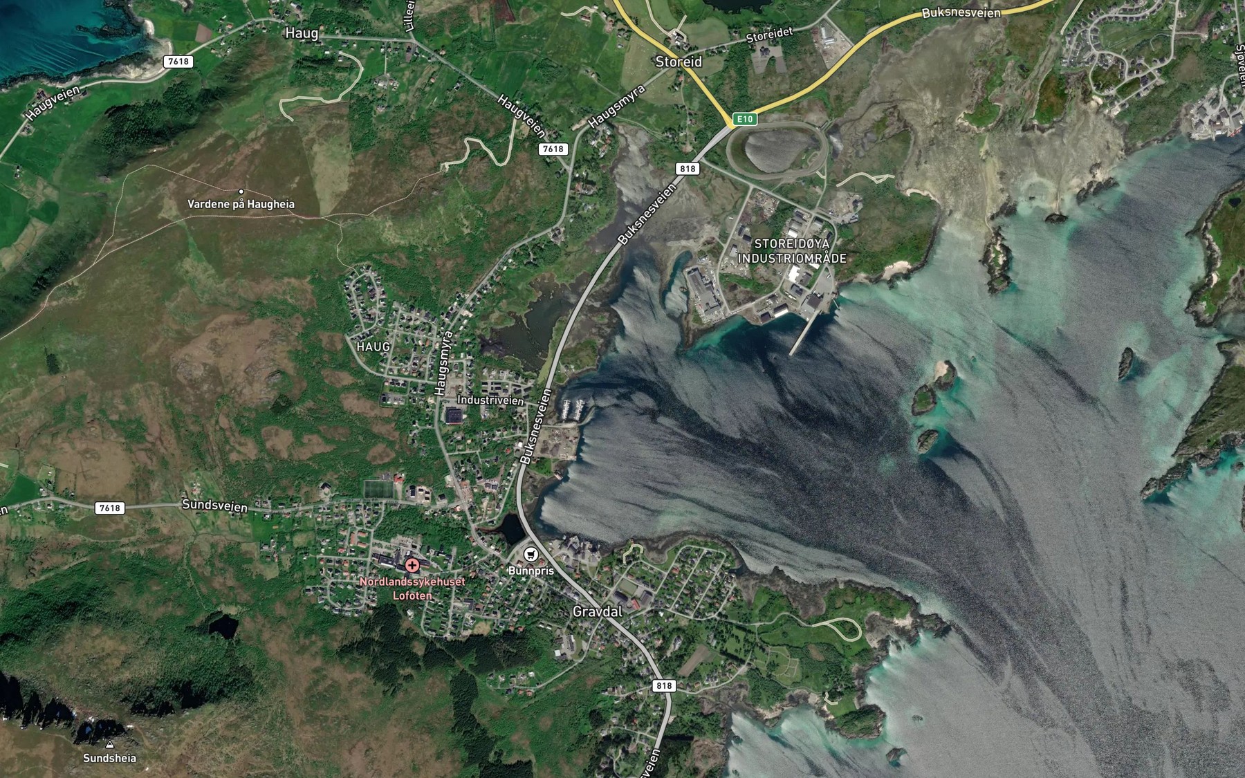 Satellite map of the Gravdalsbukta