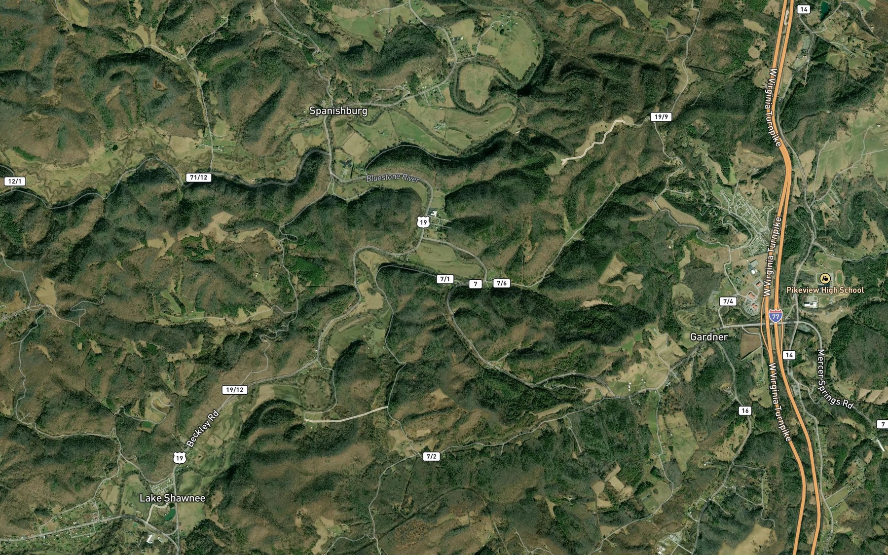 Satellite map of the Skelts Run