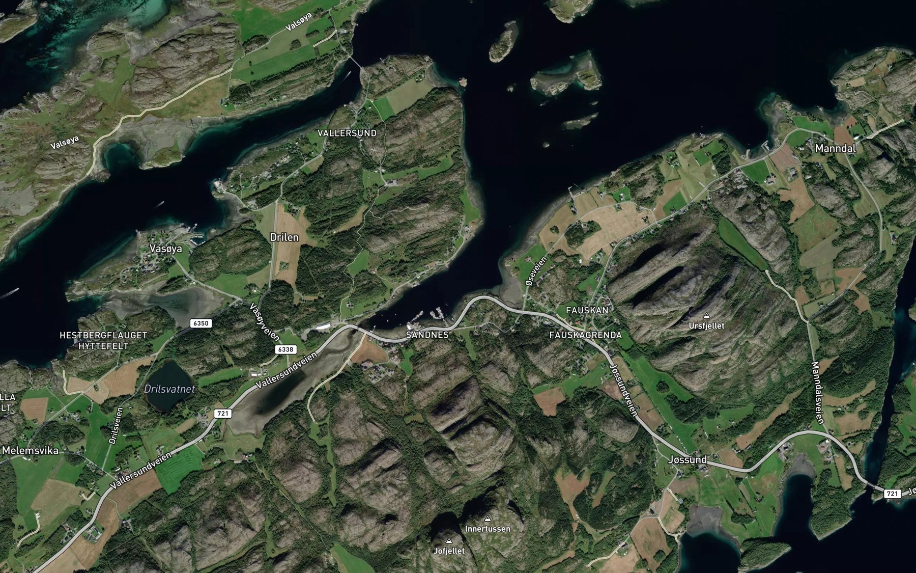 Satellite map of the Sandnesvagen