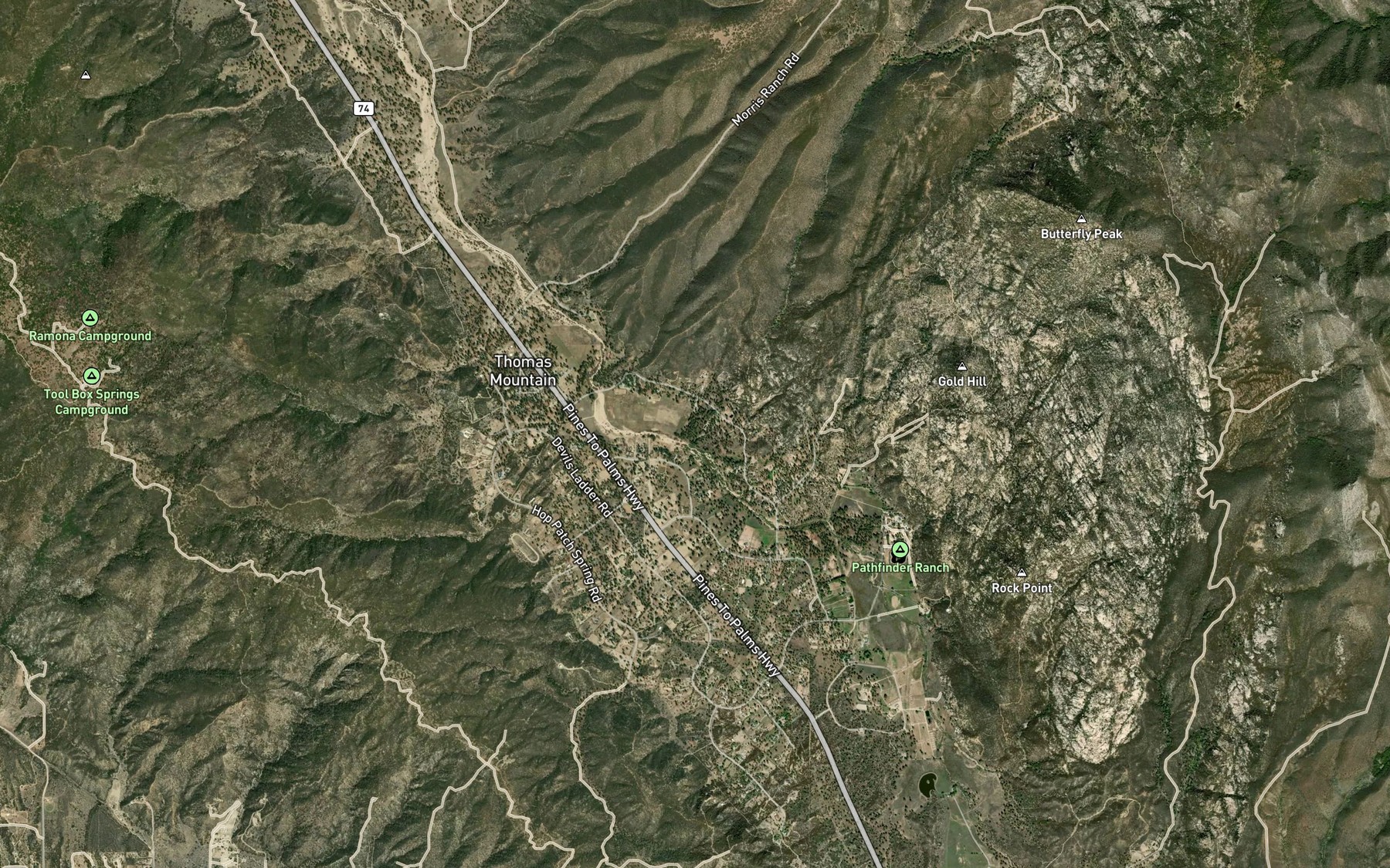 Satellite map of the Pipe Creek