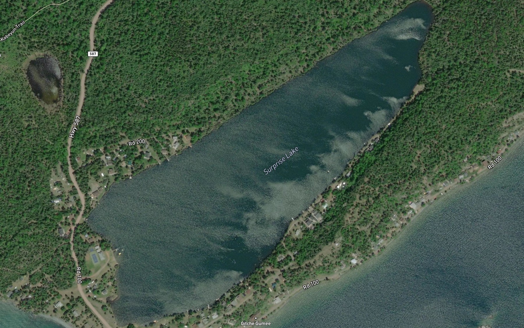 Satellite map of the Surprise Lake