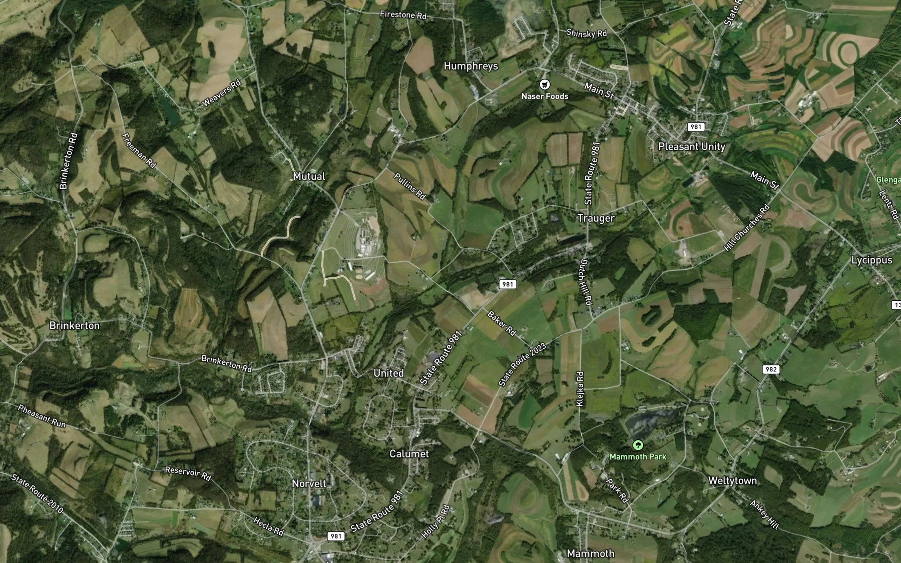 Satellite map of the North Branch Sewickley Creek