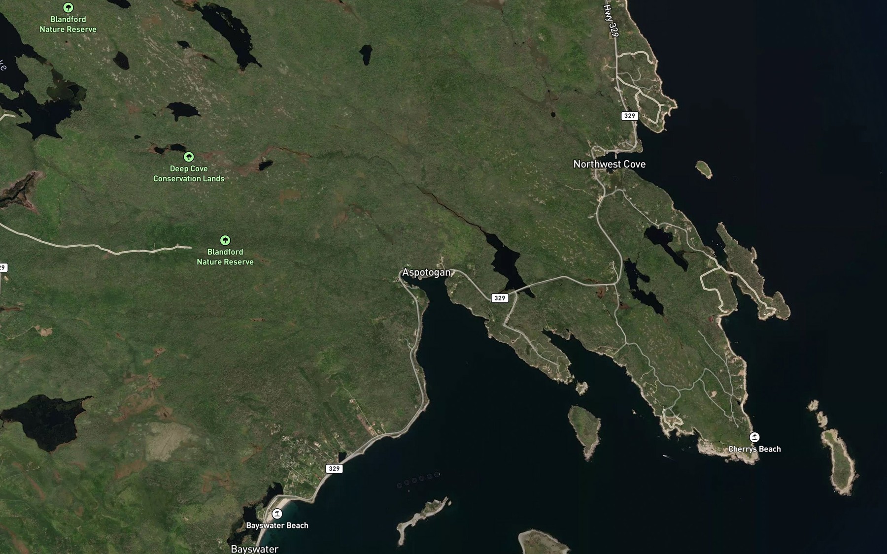 Satellite map of the Backmans Cove
