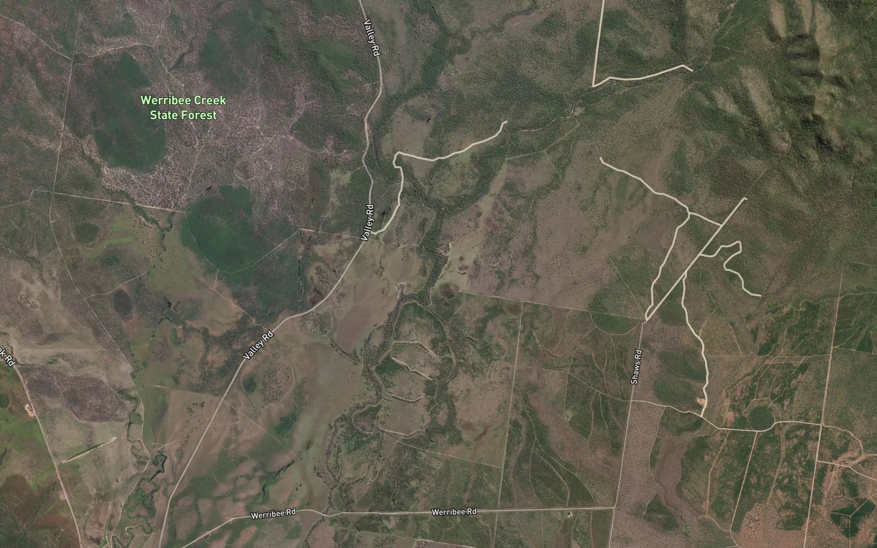 Satellite map of the Werribee Creek