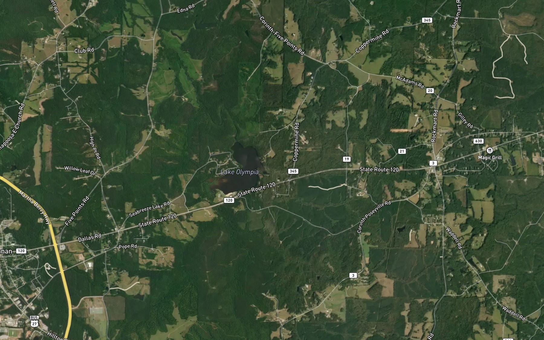 Satellite map of the Dean Creek