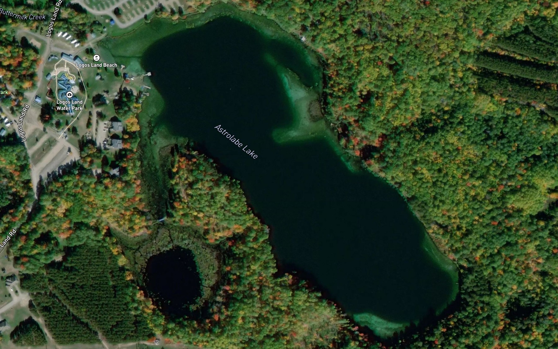 Satellite map of the Astrolabe Lake