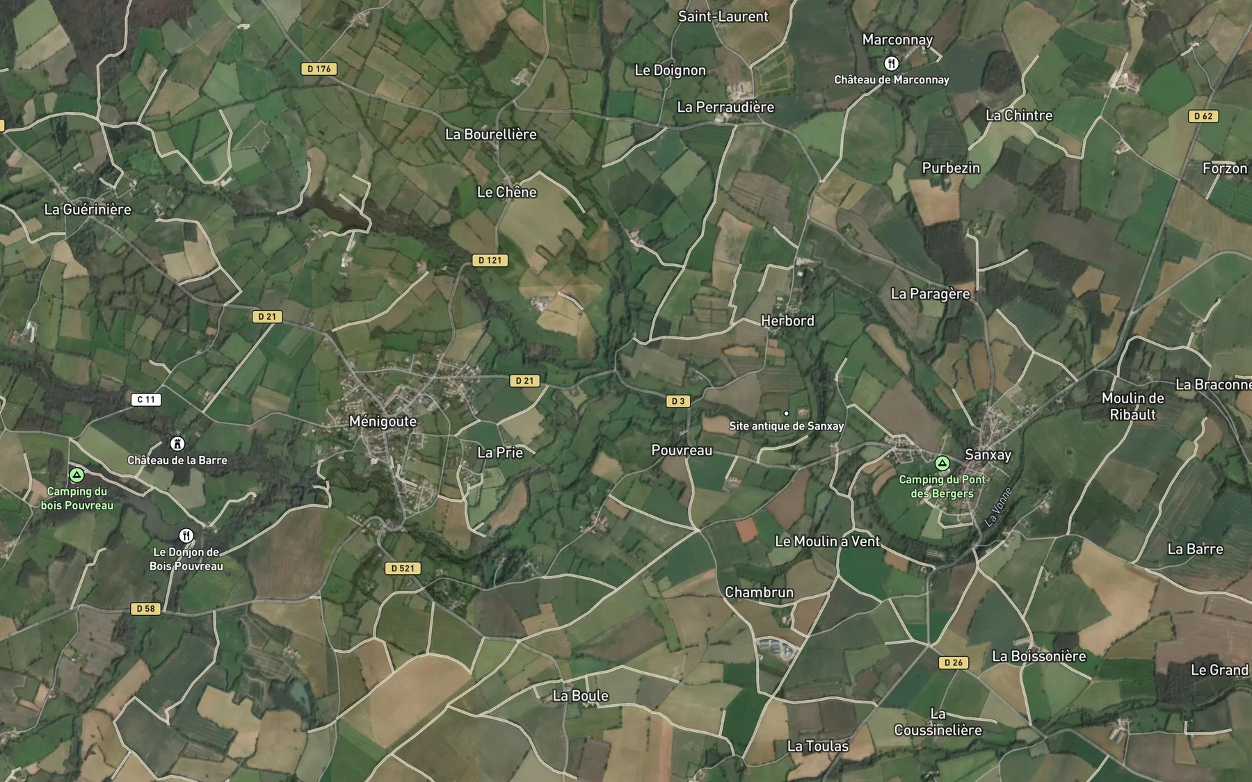 Satellite map of the Ruisseau de Chilleau