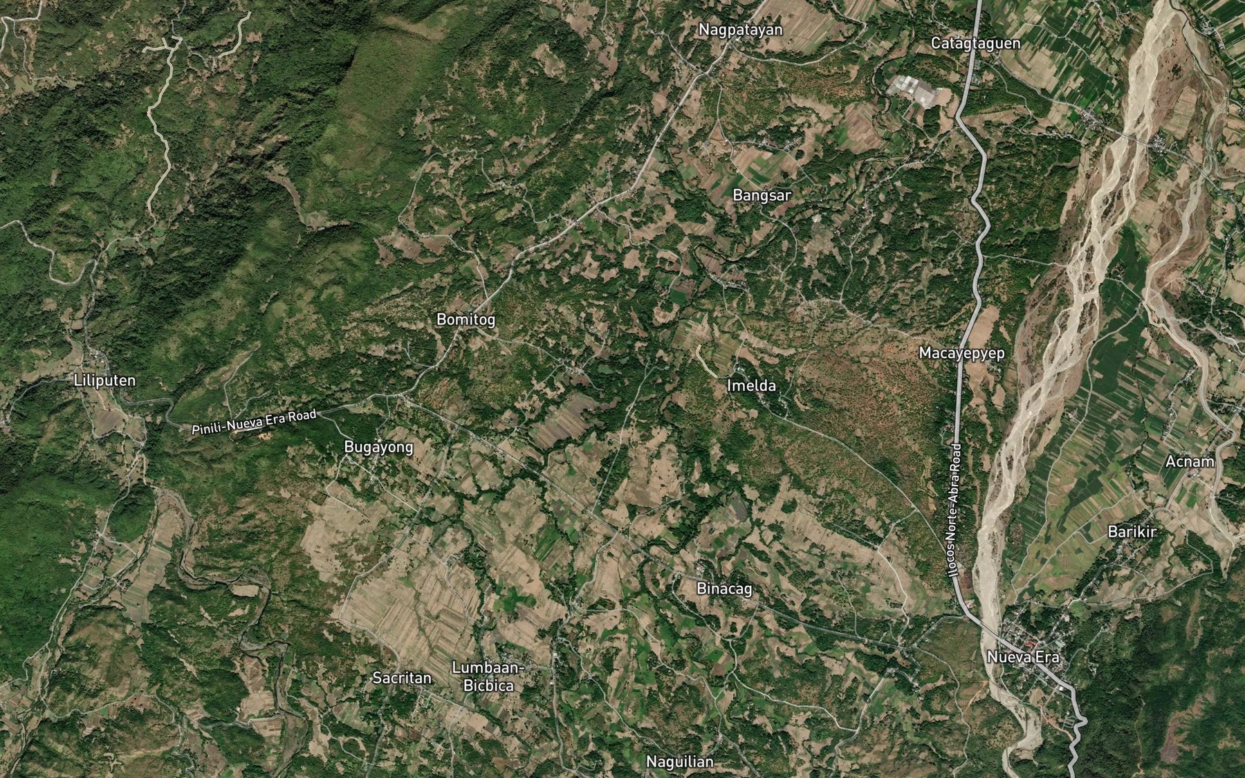 Satellite map of the Maboboos Creek