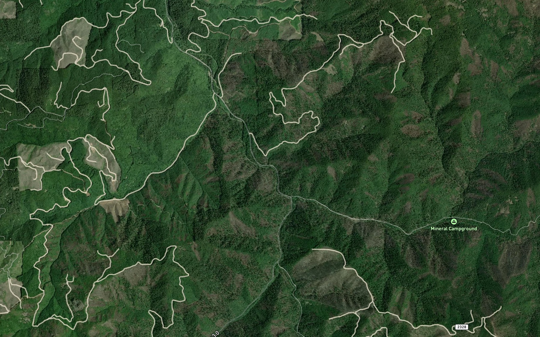 Satellite map of the White Creek