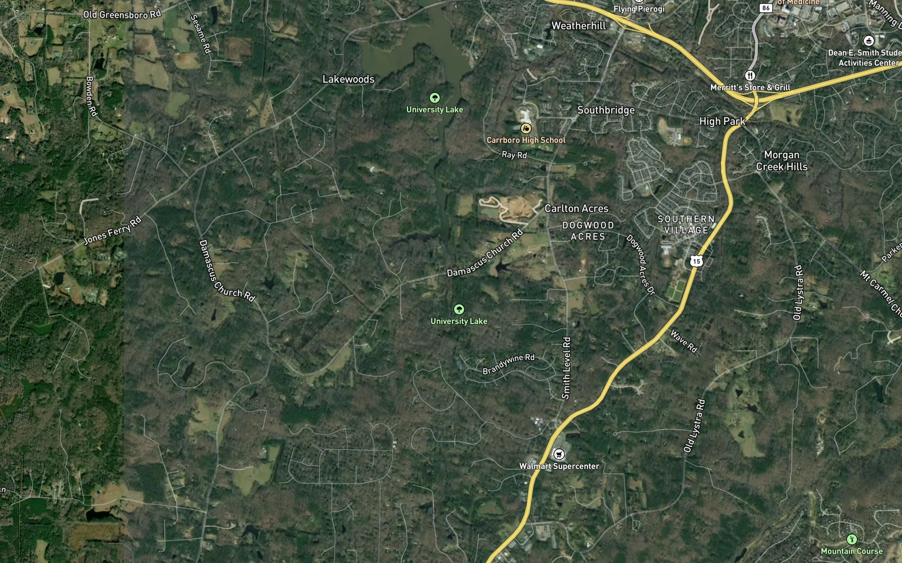 Satellite map of the West Branch Price Creek