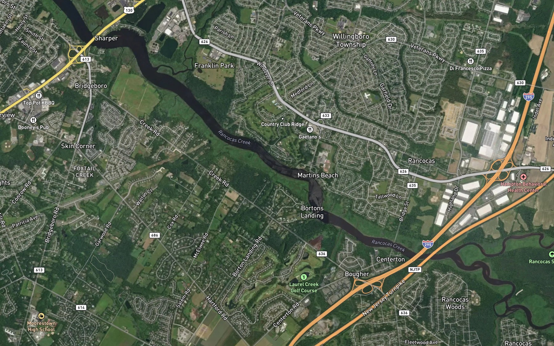 Satellite map of the Kendles Run