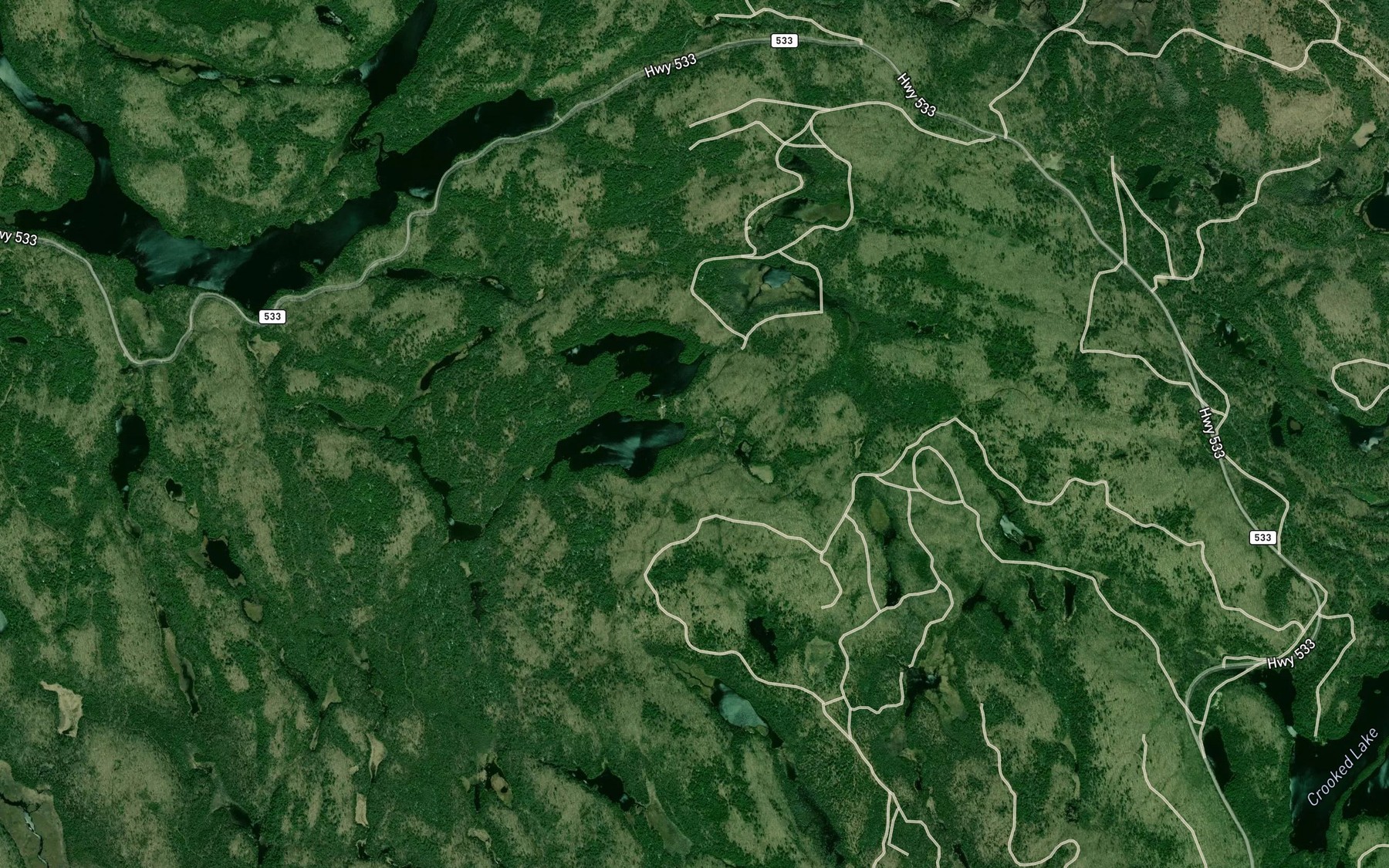 Satellite map of the Dillow Lakes