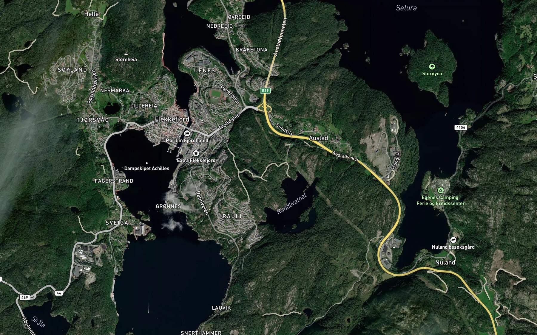 Satellite map of the Jomfruvann