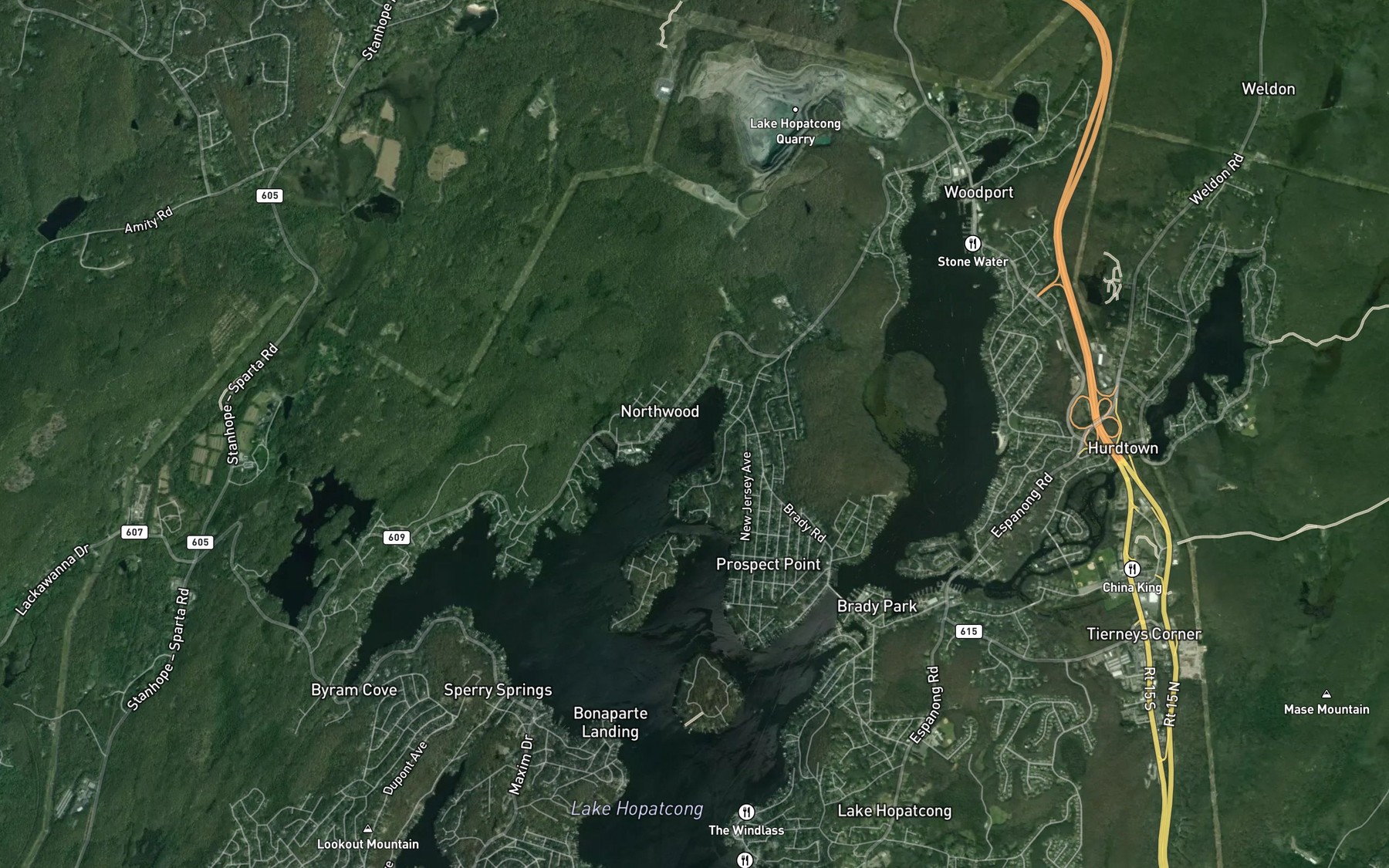 Satellite map of the Henderson Cove