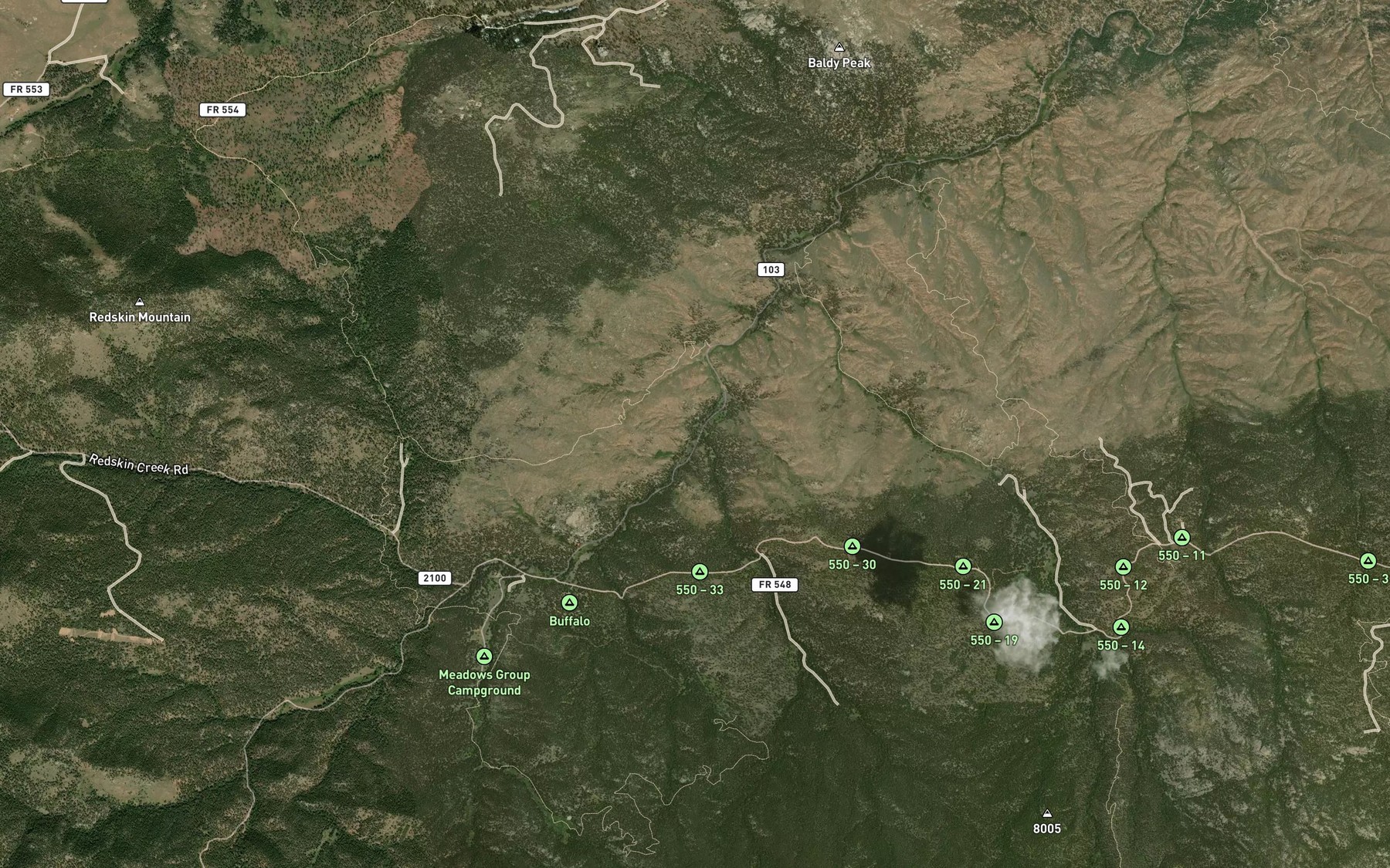 Satellite map of the Tramway Creek