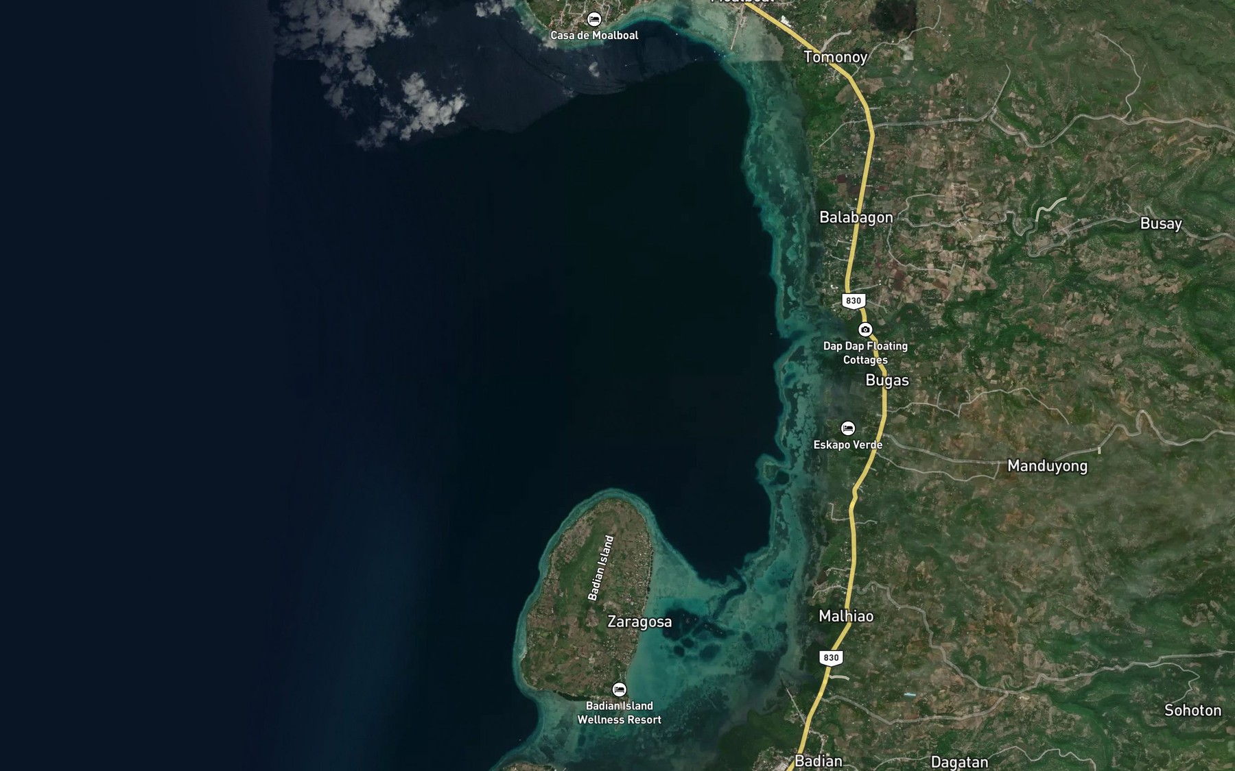 Satellite map of the Badian Bay