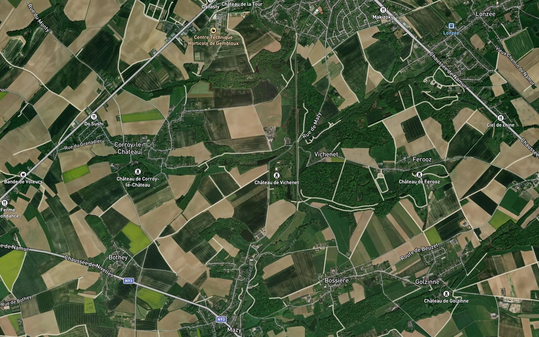 Satellite map of the Ruisseau de Lonzee