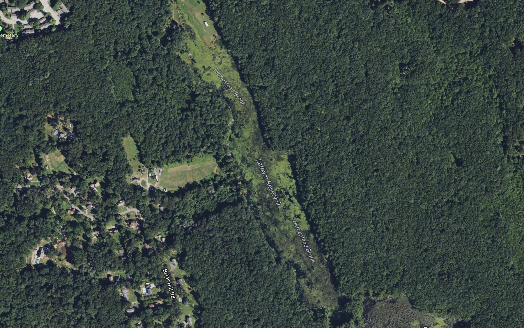 Satellite map of the Latham Reservoir