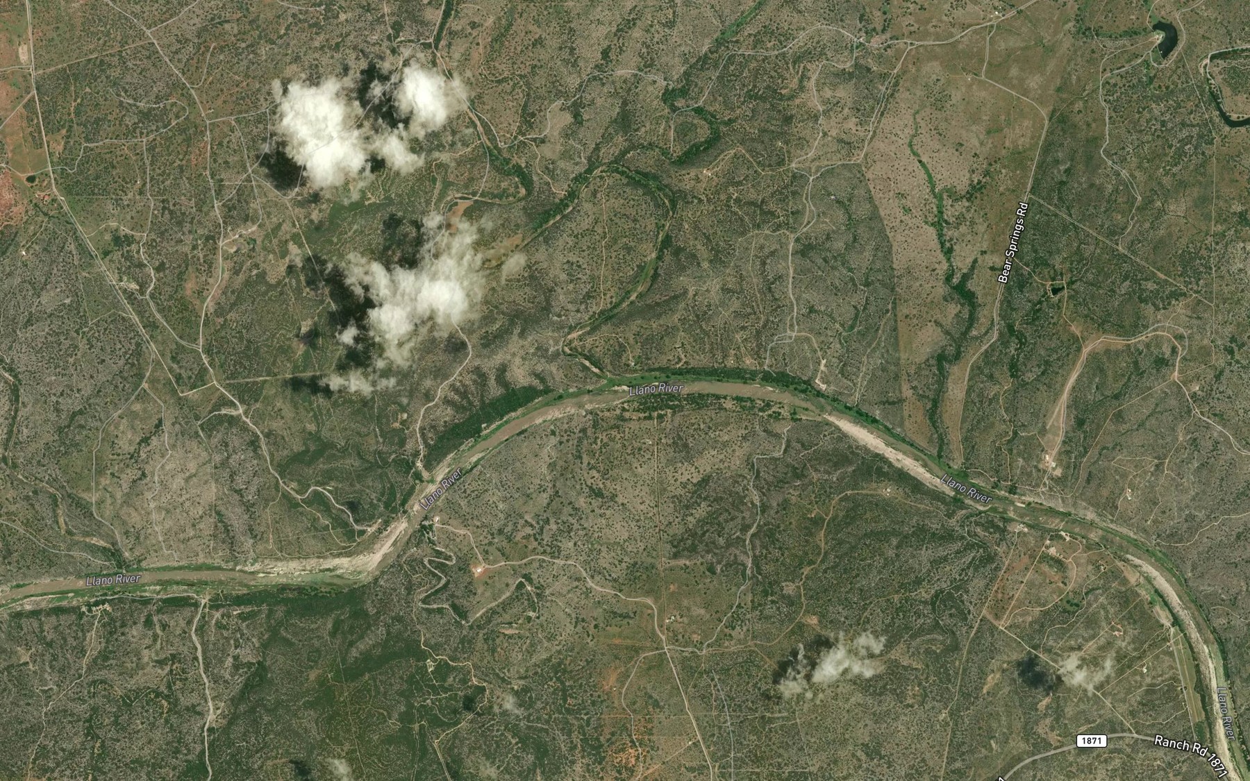Satellite map of the Big Bluff Creek