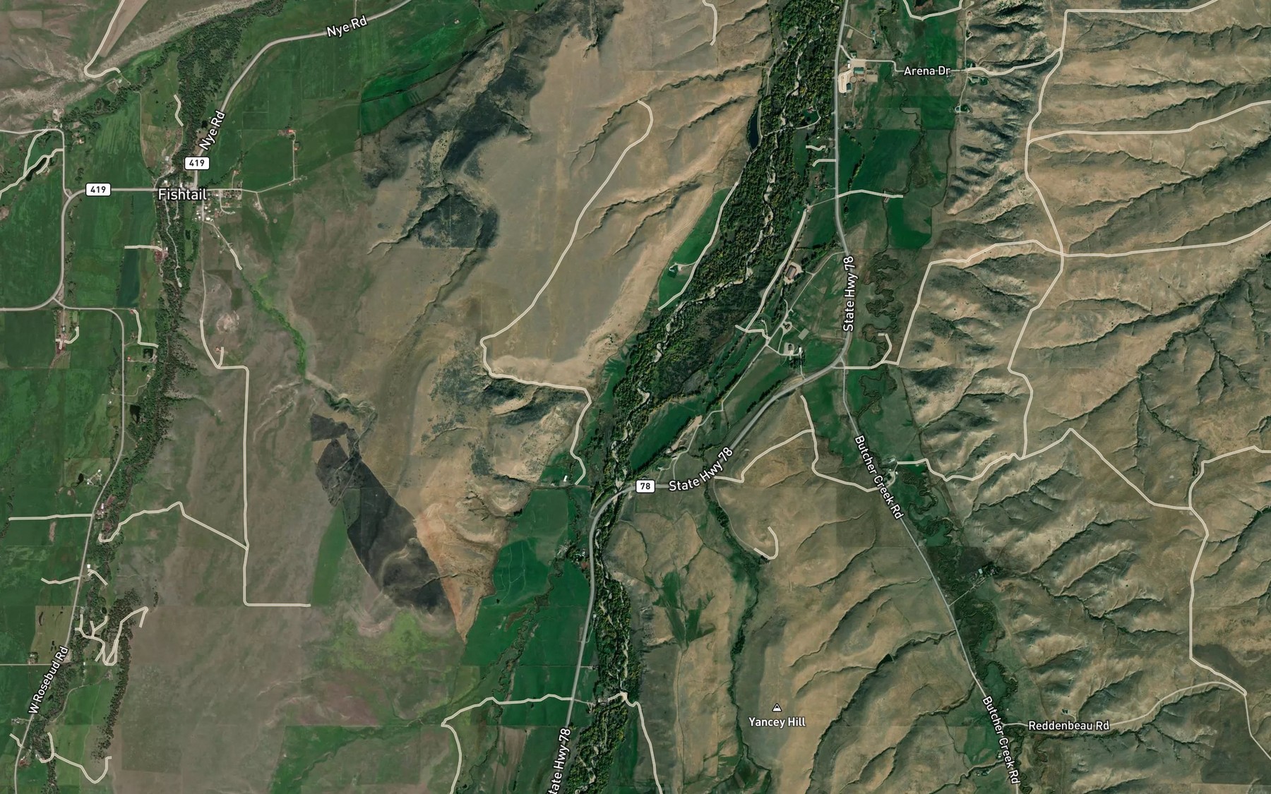 Satellite map of the Antelope Creek