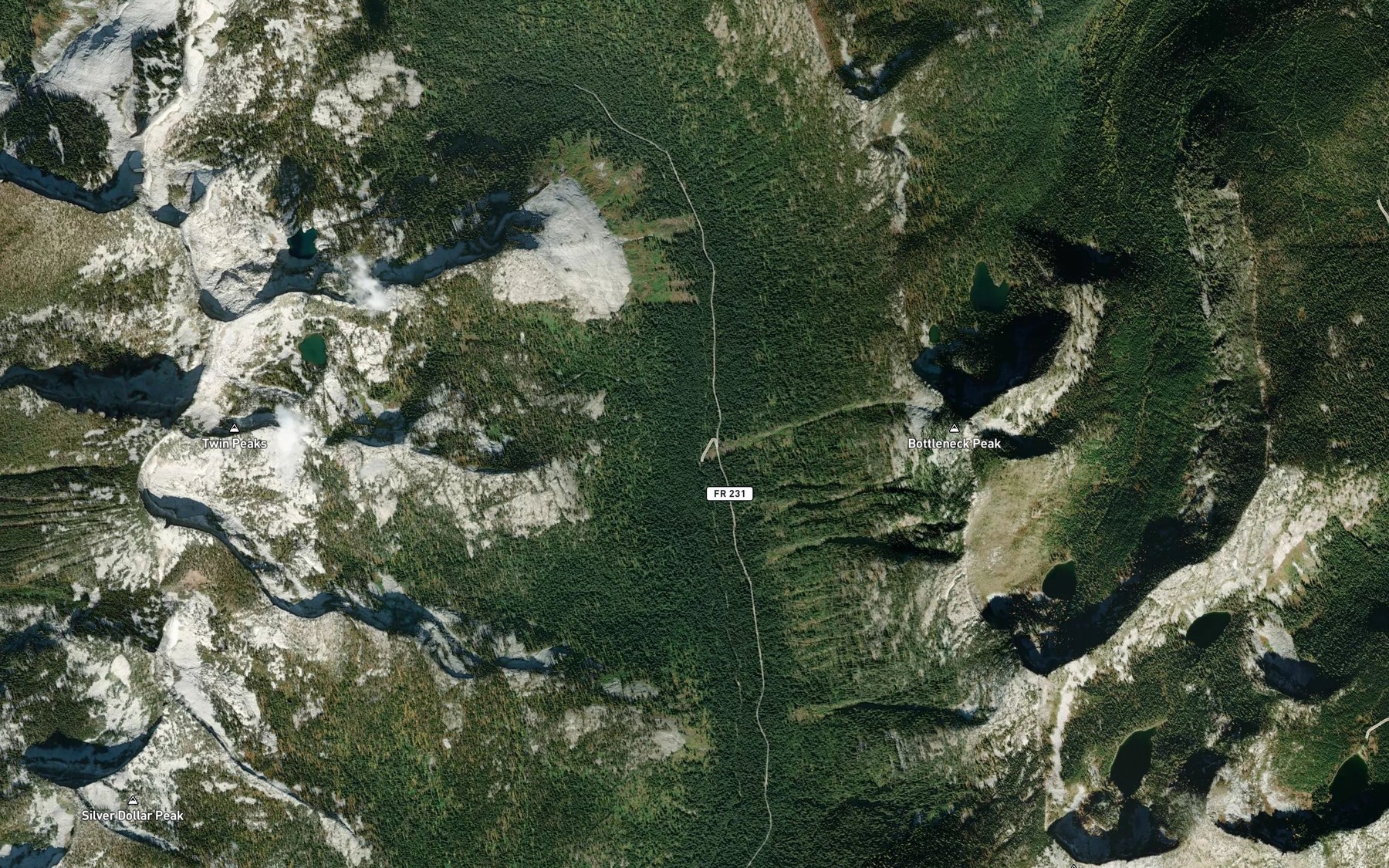 Satellite map of the Beehive Creek