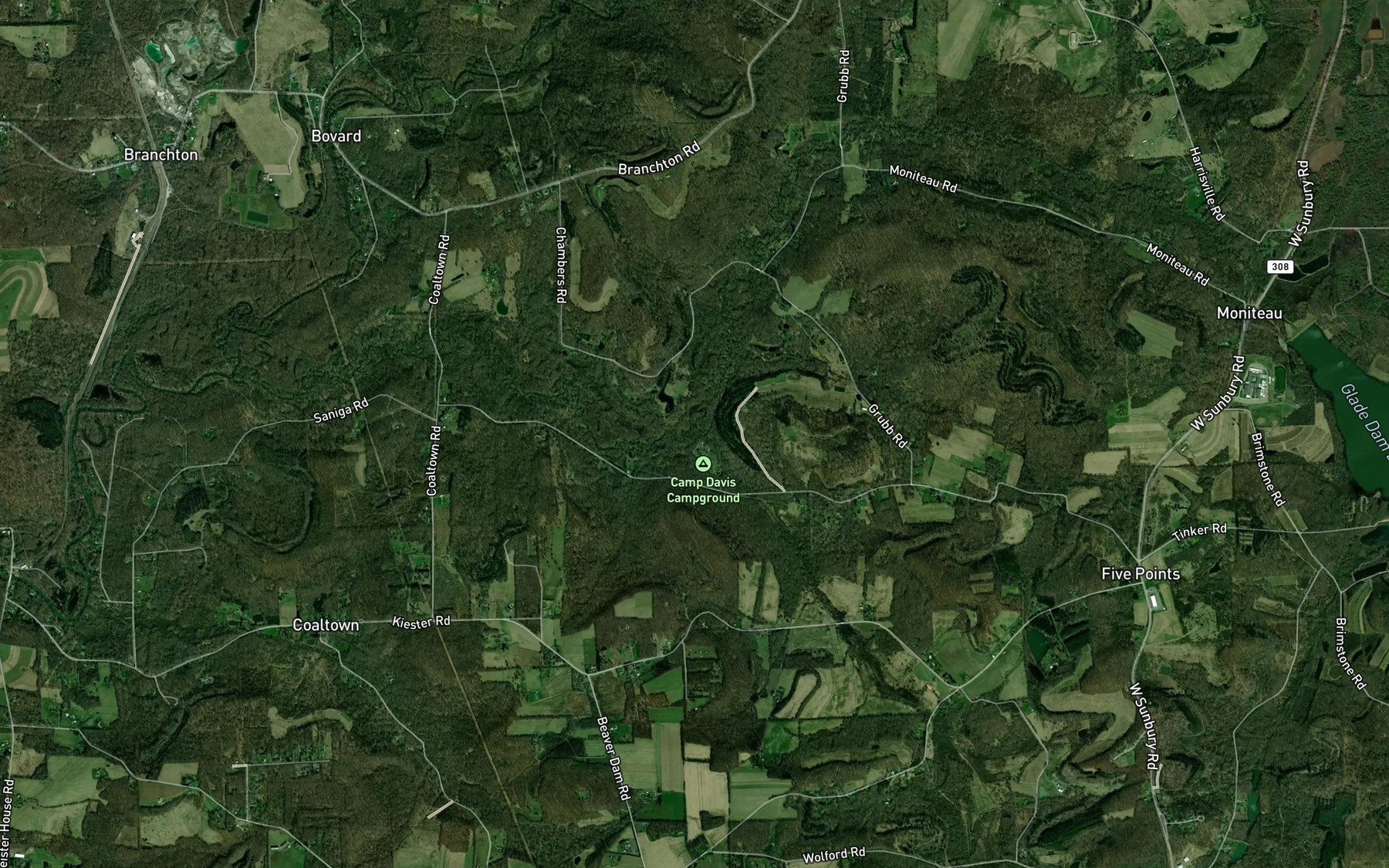 Satellite map of the Findlay Run