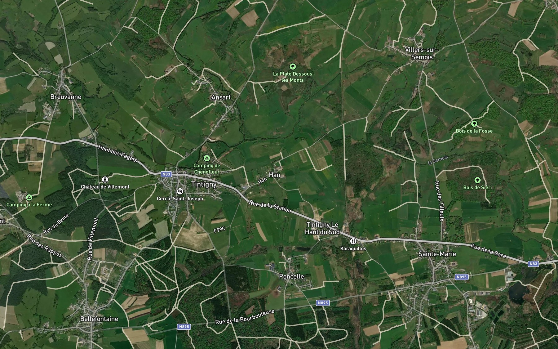 Satellite map of the Rulles
