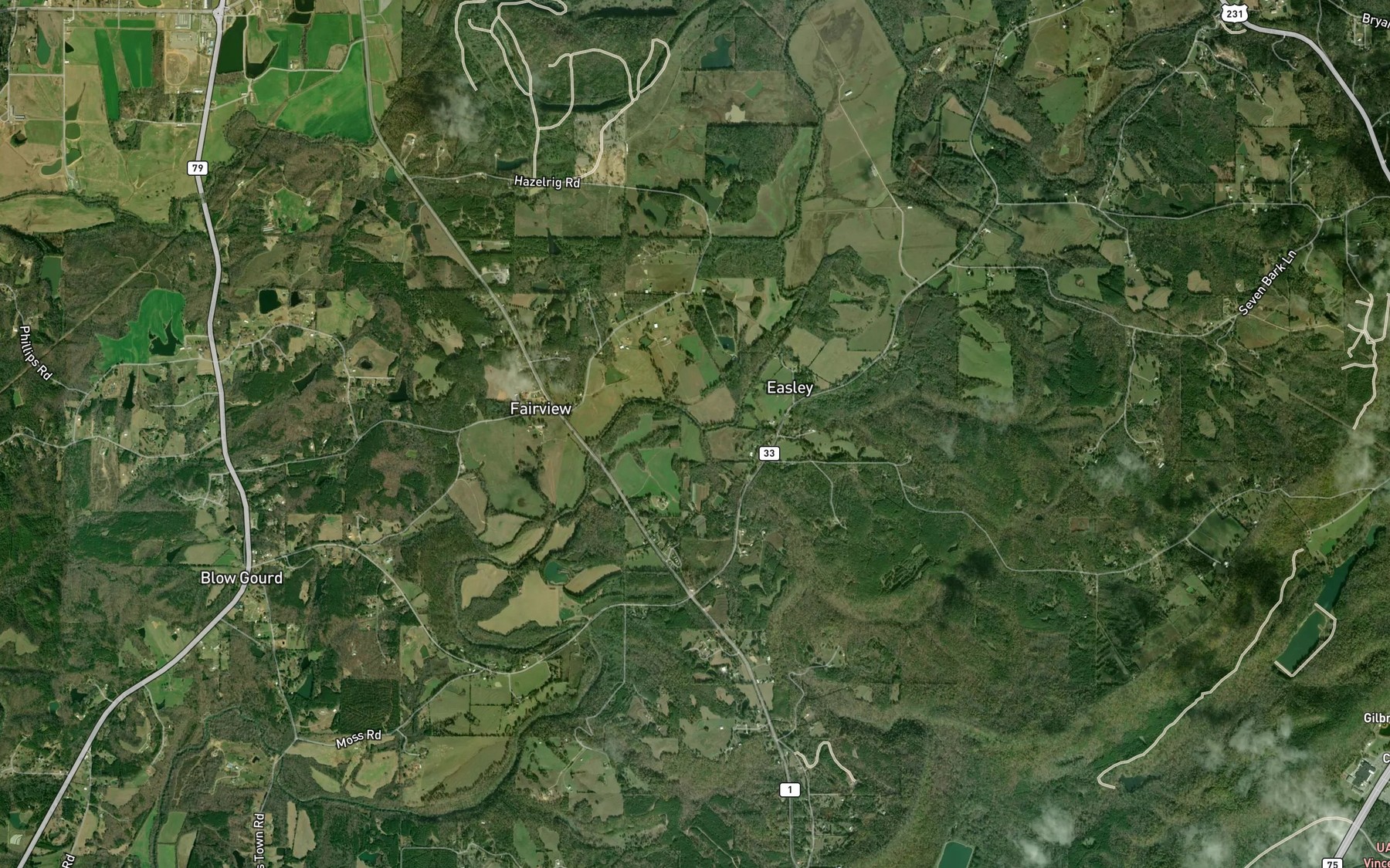 Satellite map of the Chitwood Creek