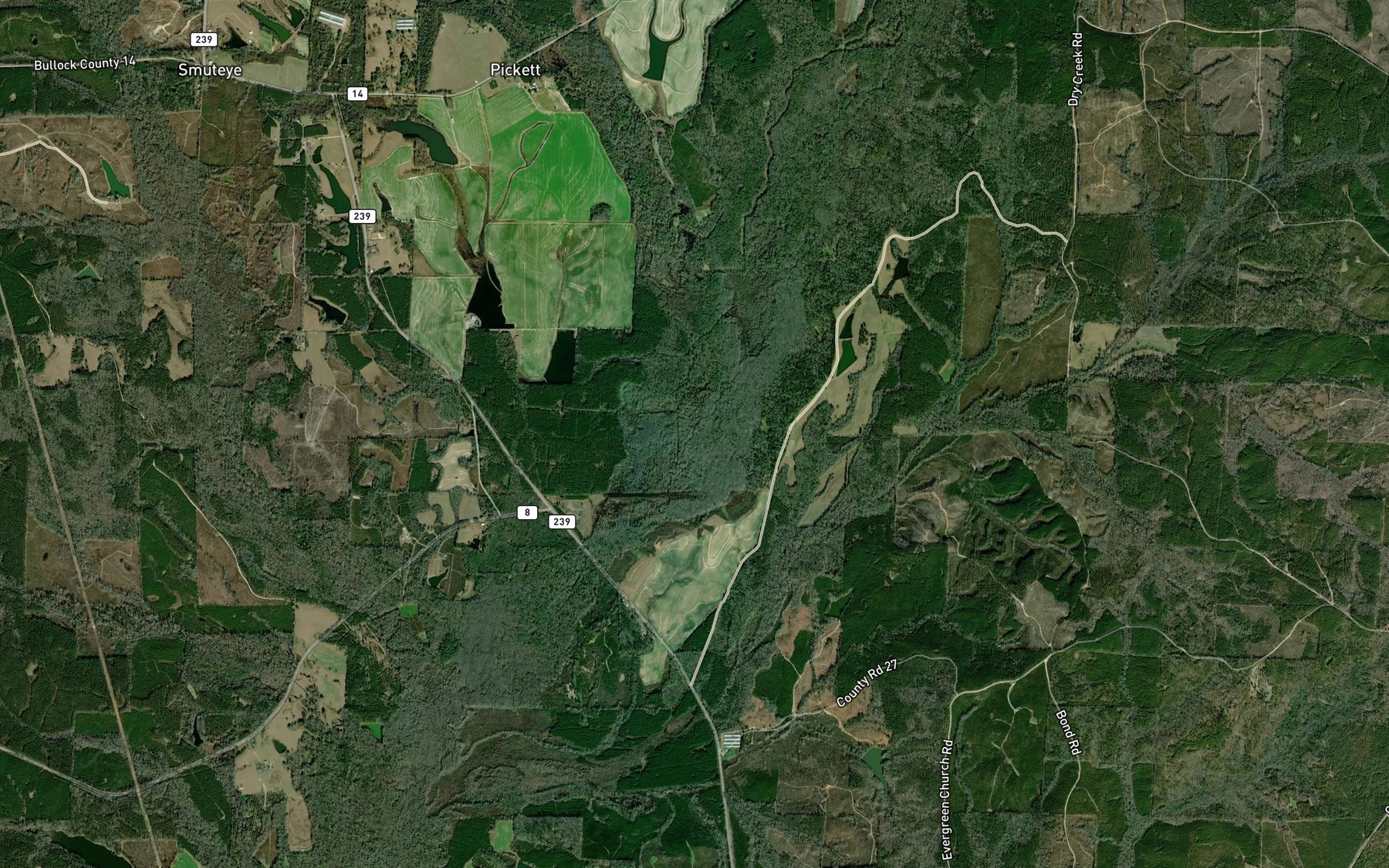 Satellite map of the Little Indian Creek