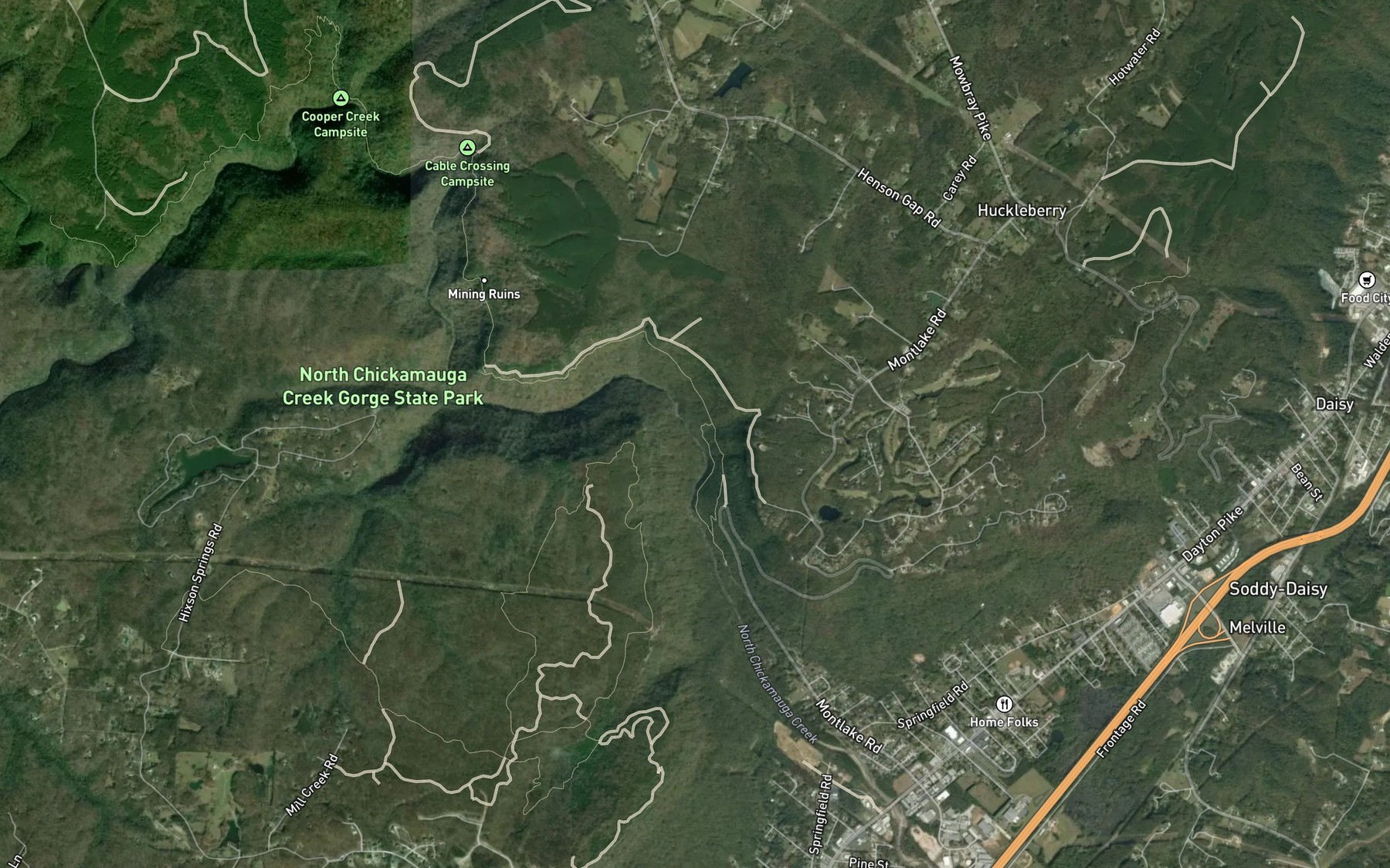 Satellite map of the Hogskin Branch