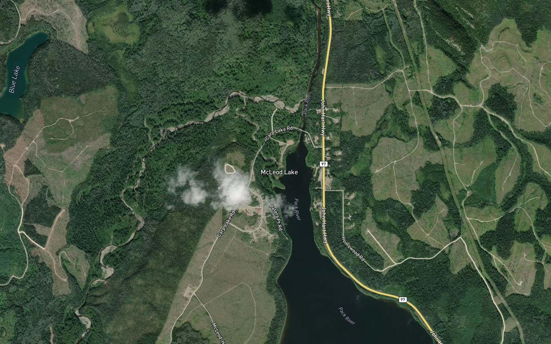 Satellite map of the McLeod River