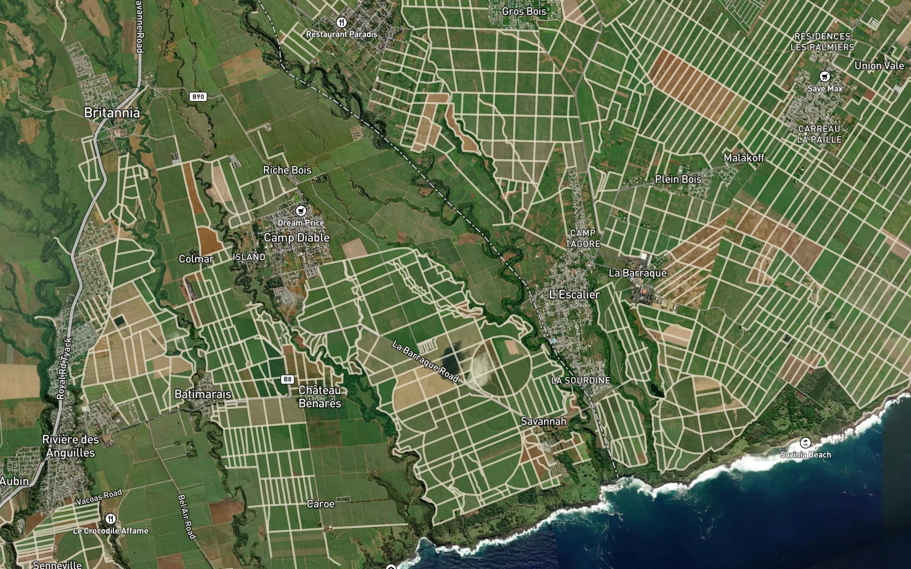 Satellite map of the Ruisseau Paniers