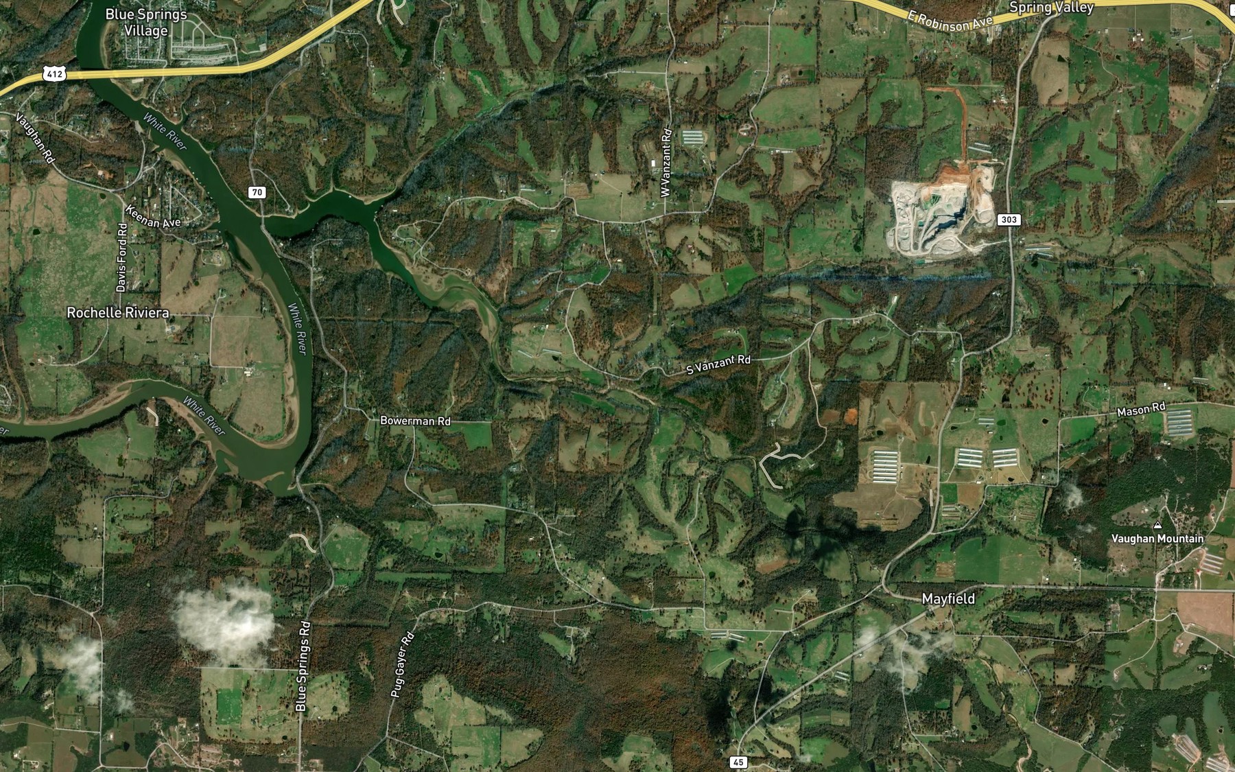 Satellite map of the Whitener Branch