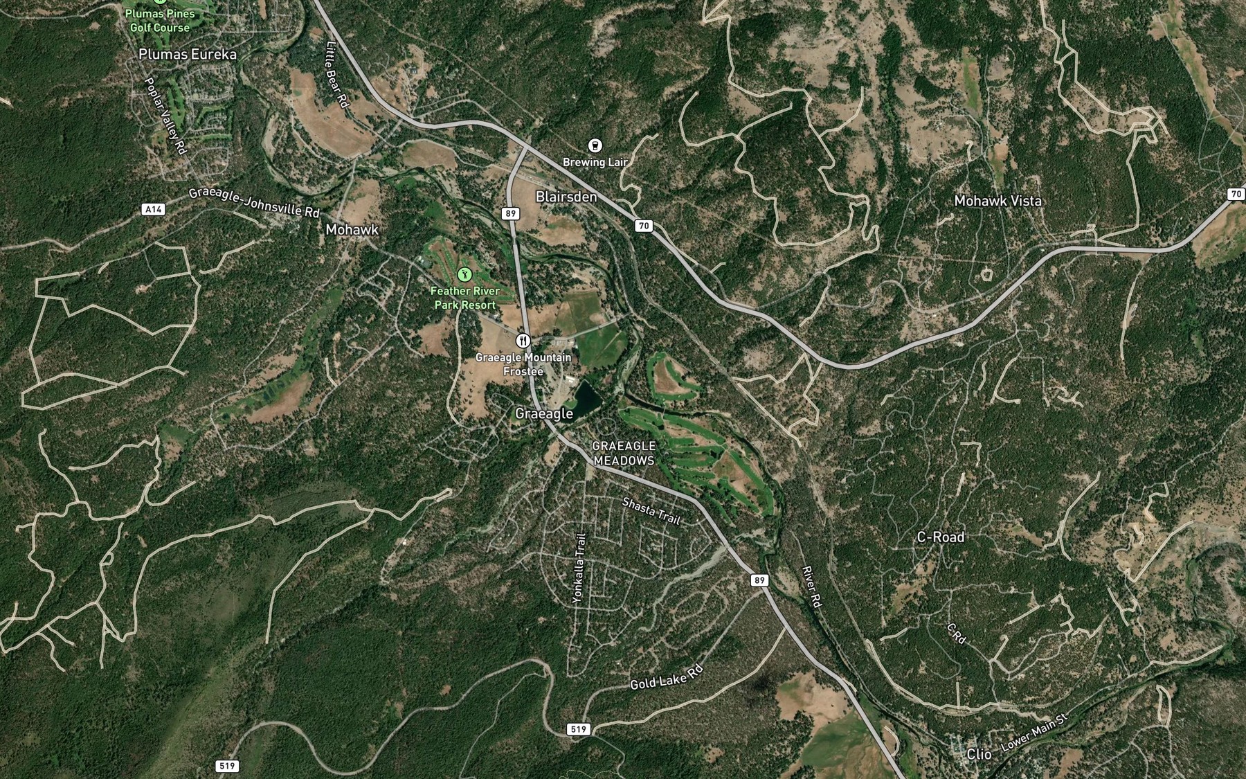 Satellite map of the Gray Eagle Creek