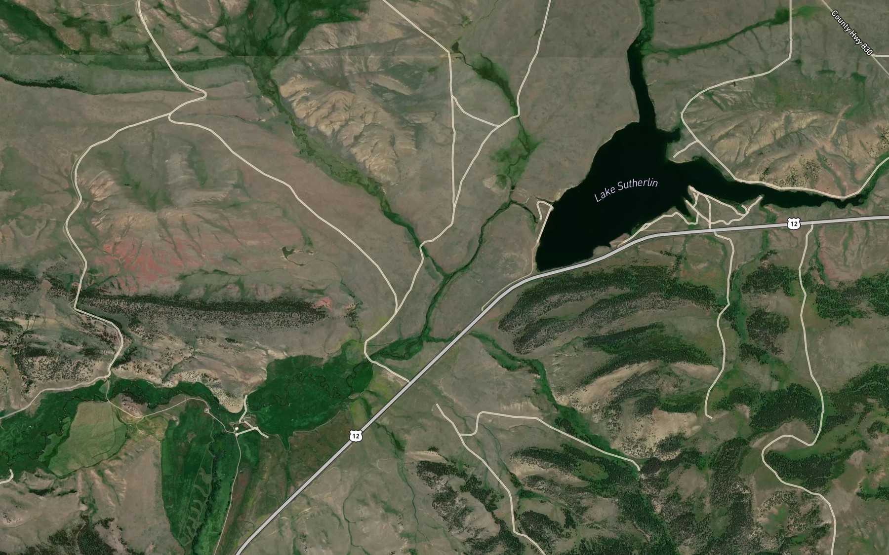 Satellite map of the Lake Creek