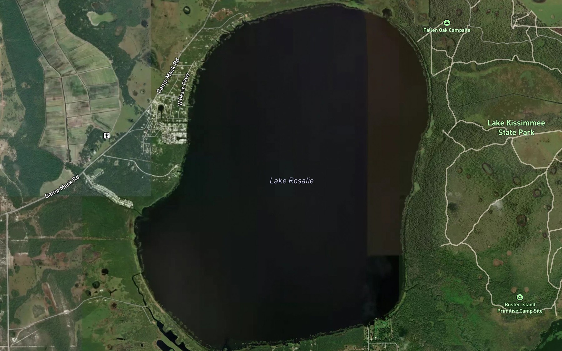 Satellite map of the Lake Rosalie