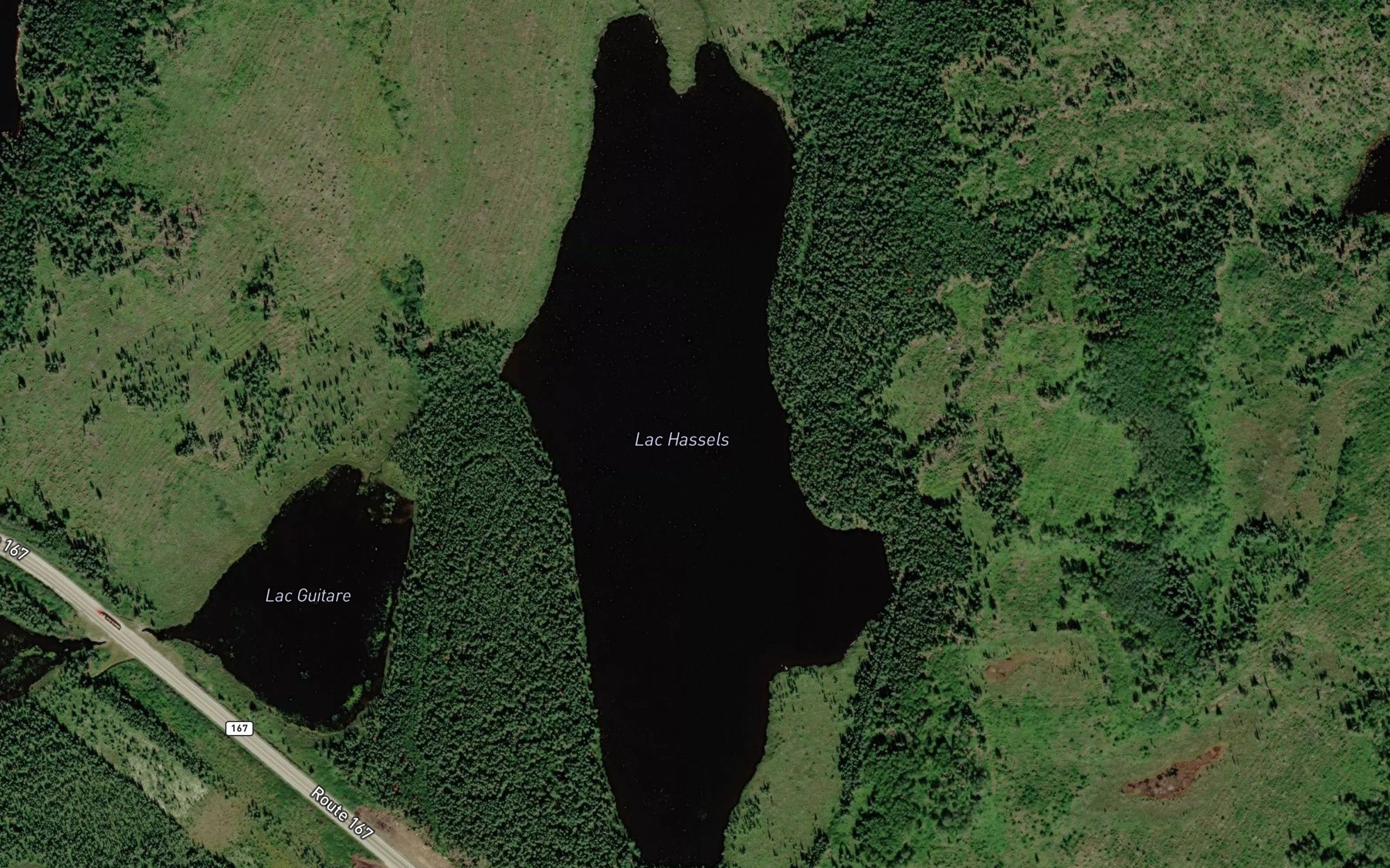 Satellite map of the Lac Hassels