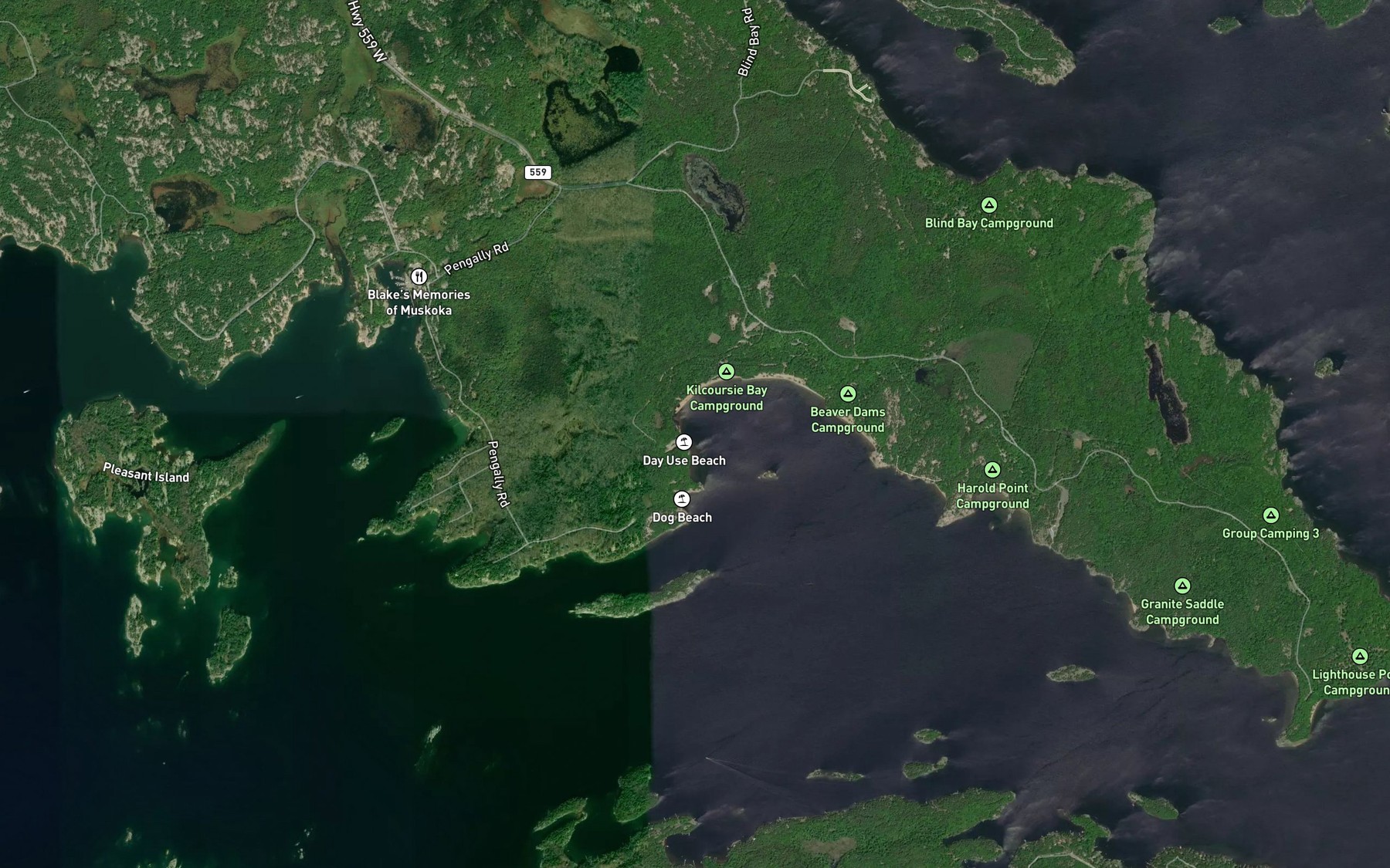 Satellite map of the Kilcoursie Bay