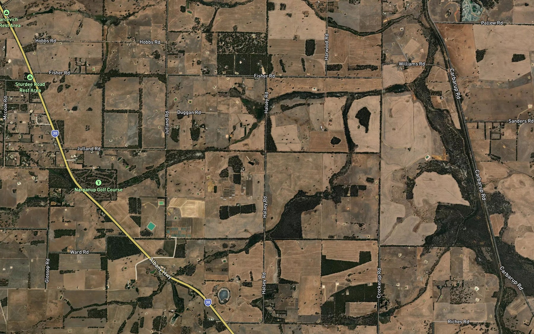 Satellite map of the Narpunup Creek