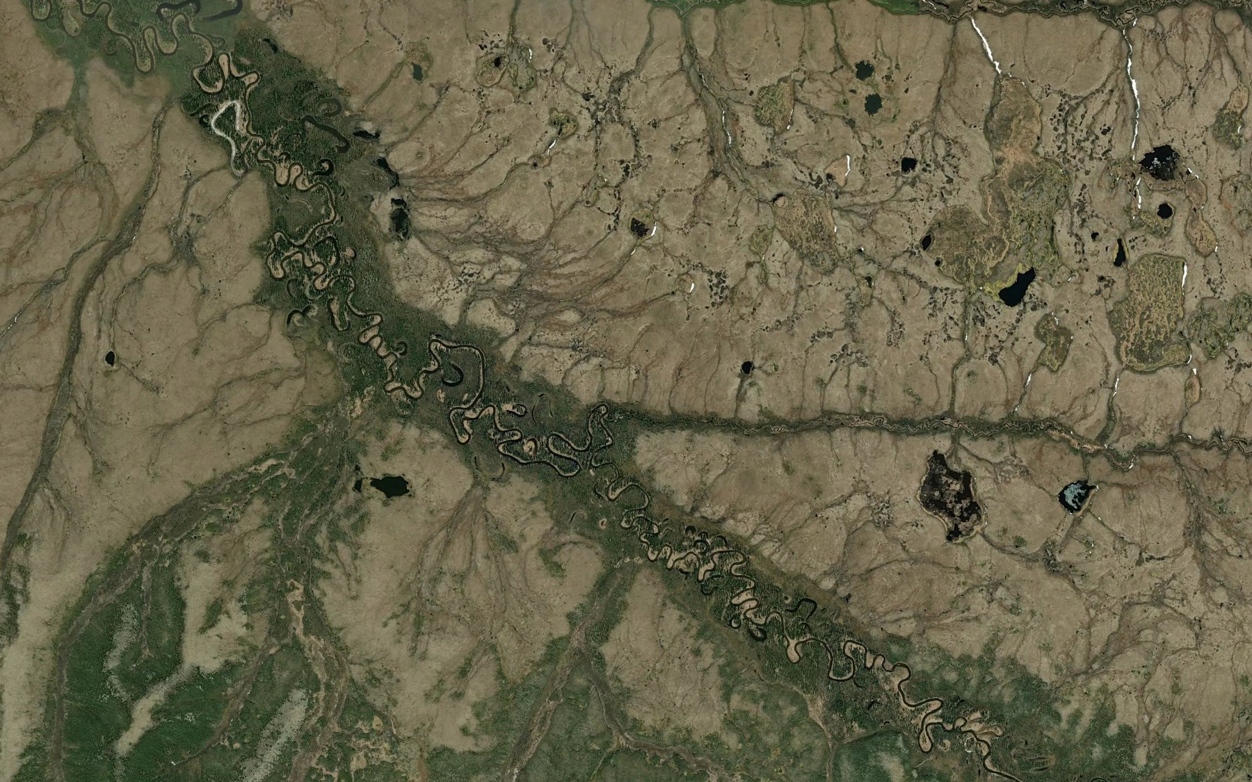 Satellite map of the East Fork Kuyukutuk River
