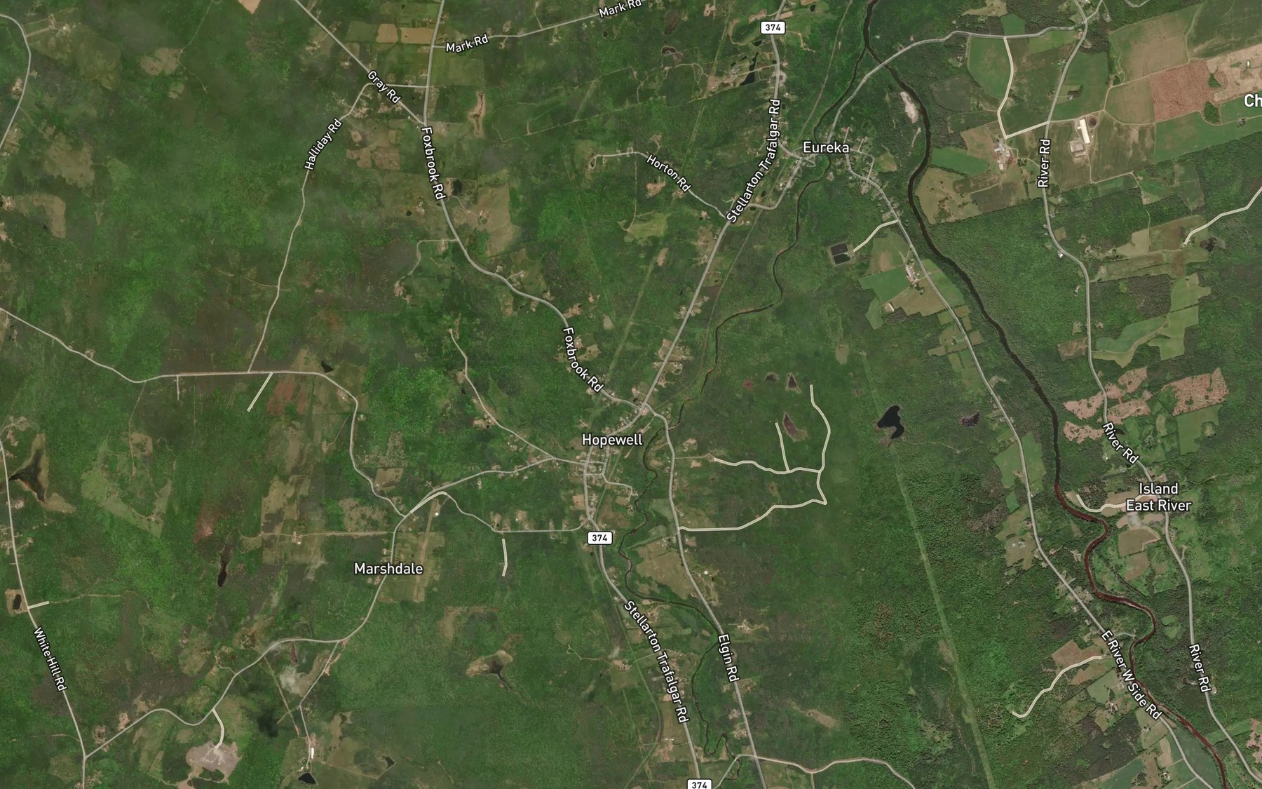Satellite map of the Tannery Brook