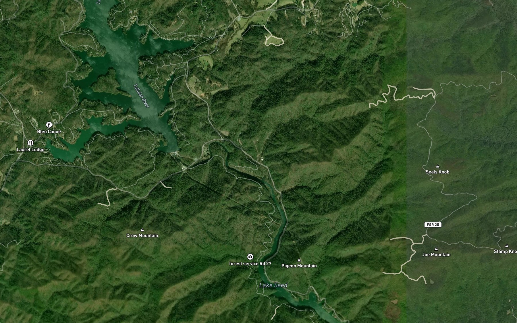 Satellite map of the Dads Creek