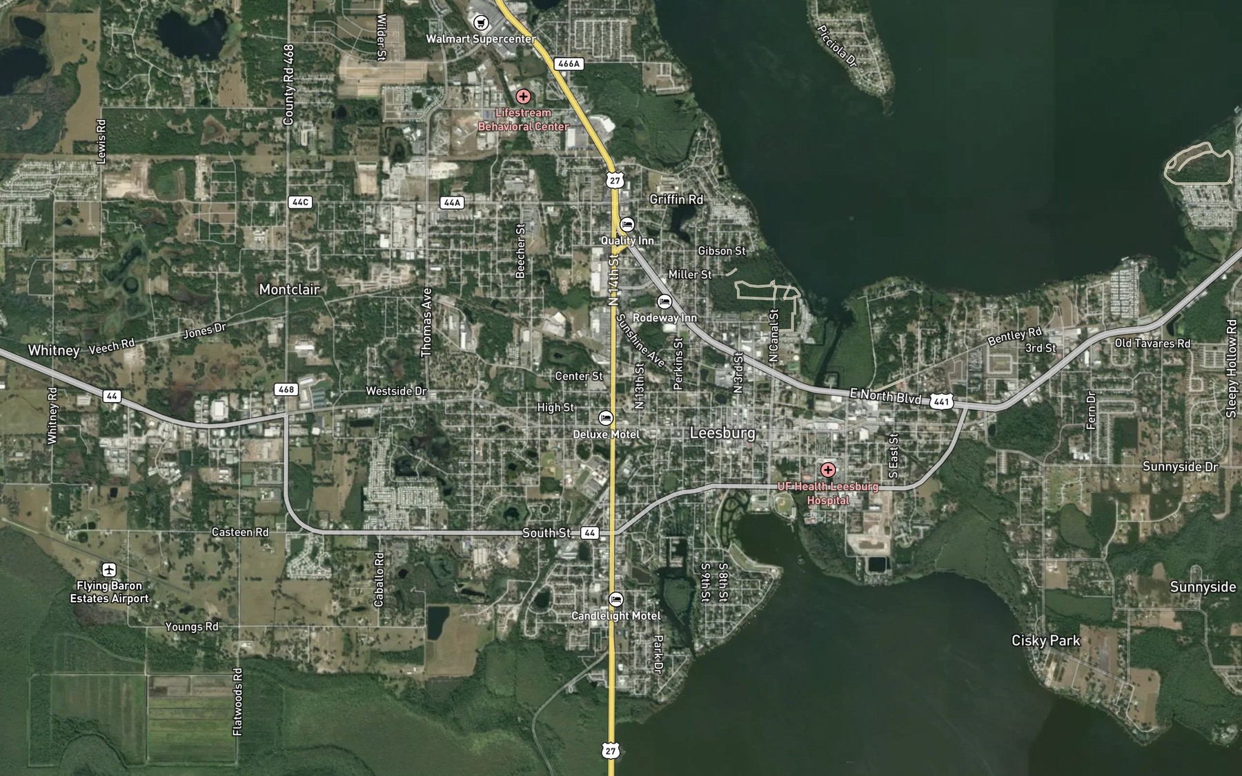 Satellite map of the Lake Park