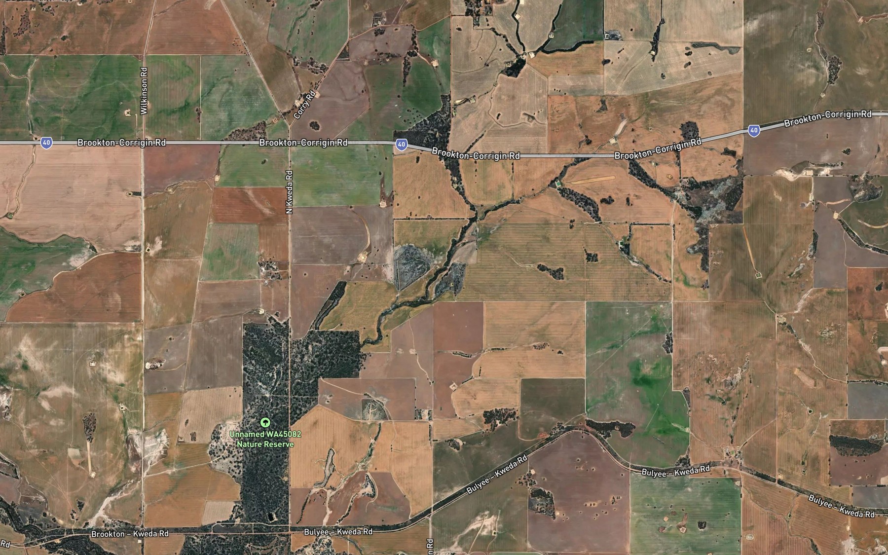 Satellite map of the Petercarring Brook