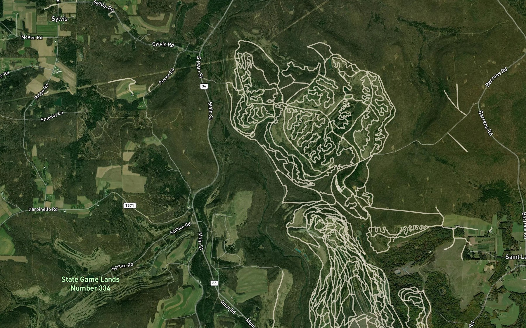 Satellite map of the Rock Run