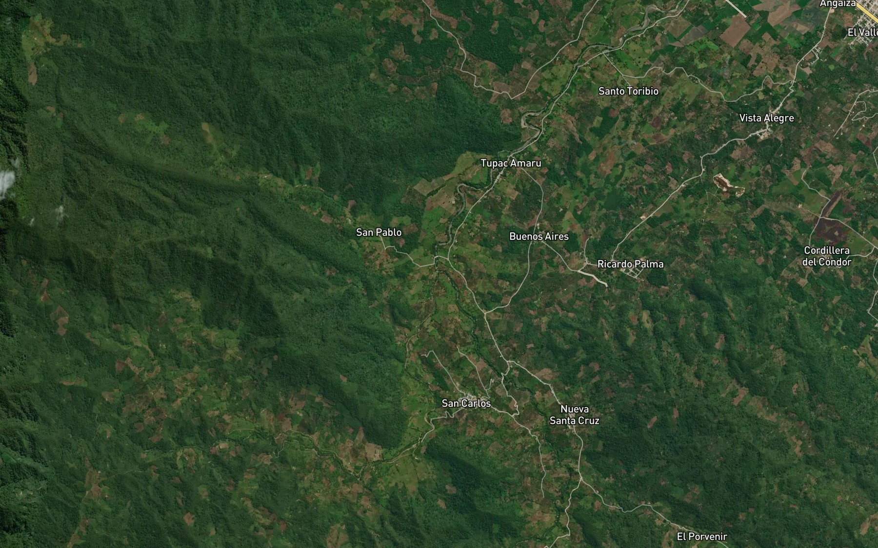 Satellite map of the Quebrada Aguasclaras