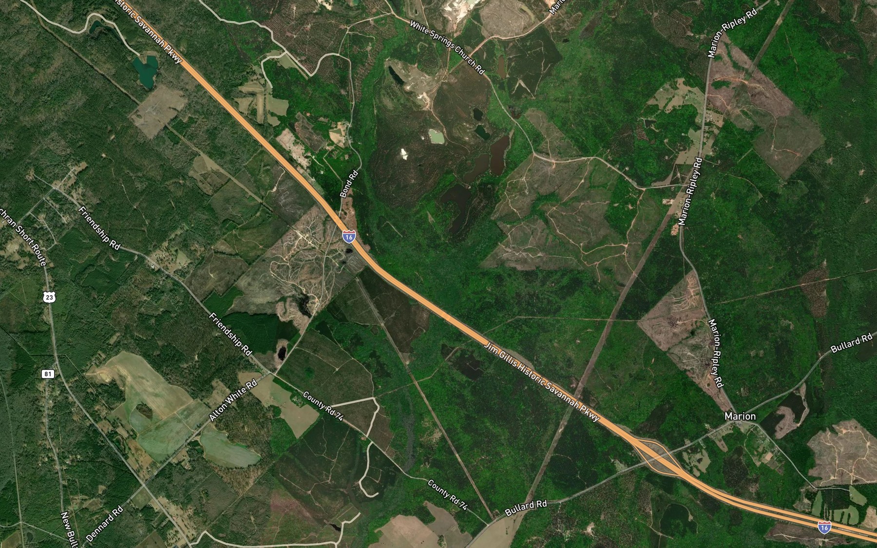 Satellite map of the Buck Branch