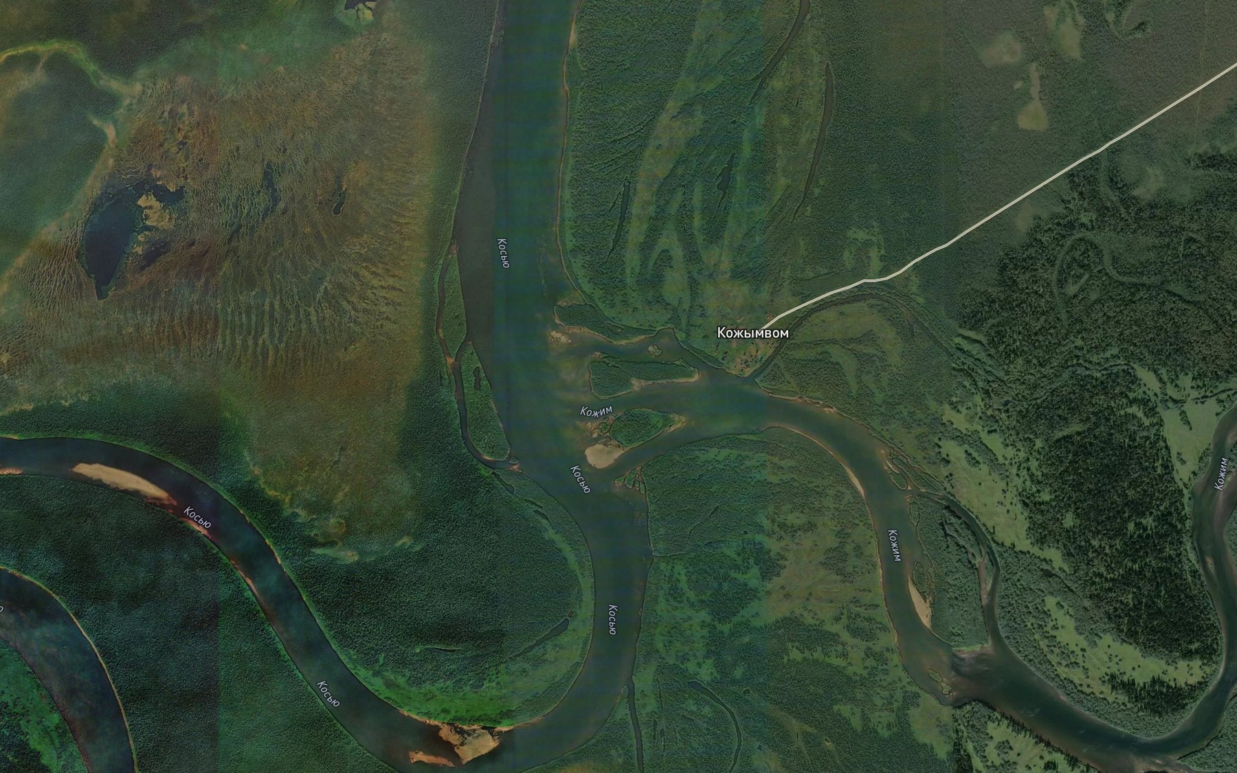 Satellite map of the Kozhym